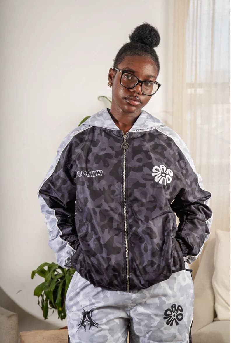 Black camo windbreaker set