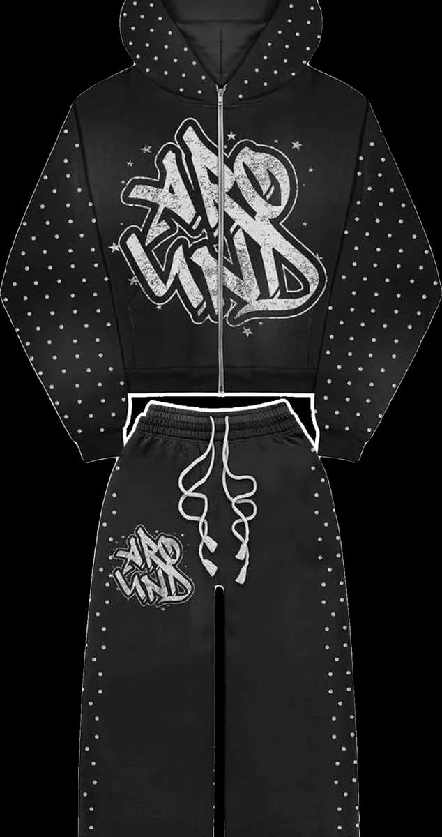 Around Over-Sized Zipper Hoodie Set